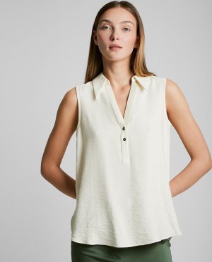 Женская блузка без рукавов с рубашечным воротником , бежевый Trucco