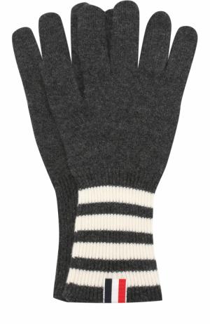 Кашемировые вязаные перчатки Thom Browne. Цвет: темно-серый