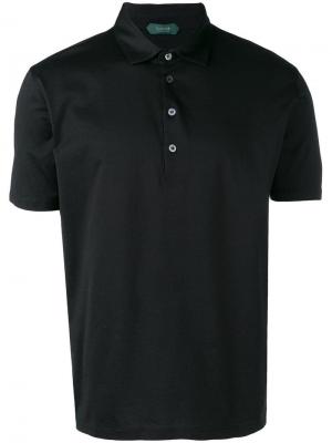 Рубашка-поло с короткими рукавами Zanone. Цвет: черный