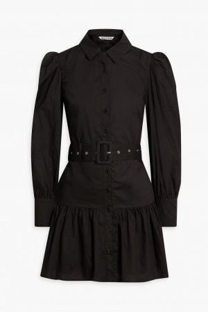 Платье-рубашка мини Tara из хлопкового поплина со сборками и поясом , черный Walter Baker
