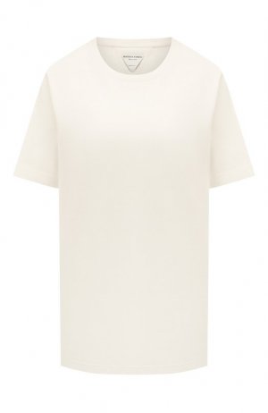 Хлопковая футболка Bottega Veneta. Цвет: кремовый