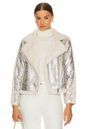 Куртка Moonstone Faux Shearling, серебряный Adrienne Landau