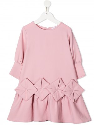 Платье с геометричными аппликациями Owa Yurika. Цвет: розовый