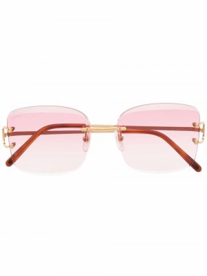 Солнцезащитные очки в квадратной оправе с эффектом градиента Cartier Eyewear. Цвет: золотистый