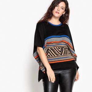 Пуловер-пончо с жаккардовым рисунком CASTALUNA. Цвет: разноцветный рисунок