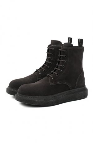 Замшевые ботинки Alexander McQueen. Цвет: серый