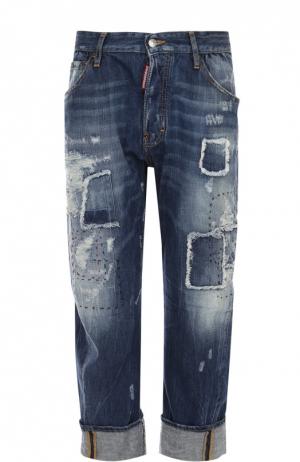Укороченные джинсы с декоративными заплатками Dsquared2. Цвет: синий