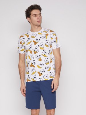 Домашний комплект (футболка, шорты) с принтом Disney zolla. Цвет: белый