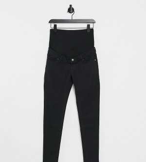 Черные облегающие джинсы с накладкой поверх животика Maternity Jamie-Черный цвет Topshop