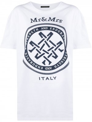 Футболка оверсайз с логотипом Mr & Mrs Italy. Цвет: белый