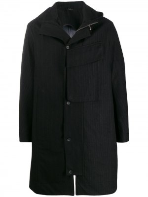 Пальто в полоску с капюшоном Masnada. Цвет: черный