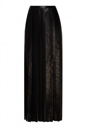 Кожаная юбка плиссе Izeta. Цвет: черный