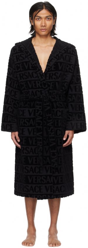 Черный сплошной халат , цвет Black Versace Underwear