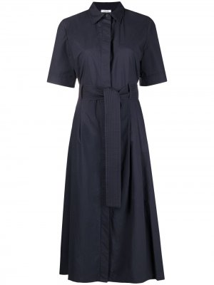 Платье-рубашка длины миди с короткими рукавами P.A.R.O.S.H.. Цвет: синий