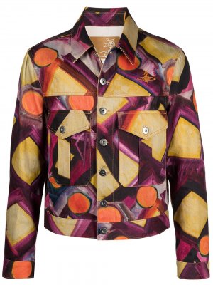 Джинсовая куртка с абстрактным принтом Vivienne Westwood. Цвет: фиолетовый