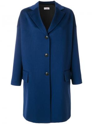 Свободное однобортное пальто Alberto Biani. Цвет: синий