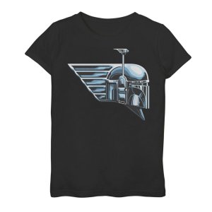 Хромированная футболка со шлемом и логотипом для девочек 7–16 лет, «Книга Бобы Фетта» , черный Star Wars