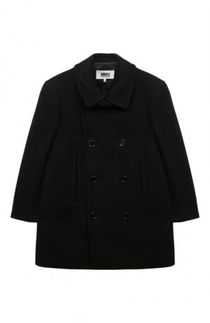 Шерстяное пальто MM6. Цвет: чёрный