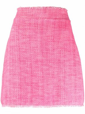Твидовая юбка мини с завышенной талией PINKO. Цвет: розовый