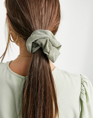 Шалфейно-зеленая плиссированная большая резинка для волос -Зеленый цвет Accessorize