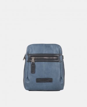 Двусторонняя мужская сумка через плечо темно-синего цвета , темно-синий Liberto