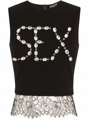 Топ Sex с кристаллами Dolce & Gabbana. Цвет: черный
