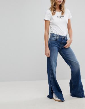 Широкие джинсы с завышенной талией Maxa Pepe Jeans. Цвет: синий