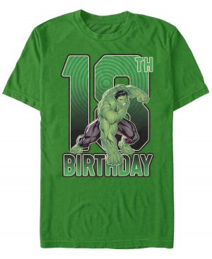 Мужская футболка с коротким рукавом marvel hulk smash 18th birthday Fifth Sun, изумрудный