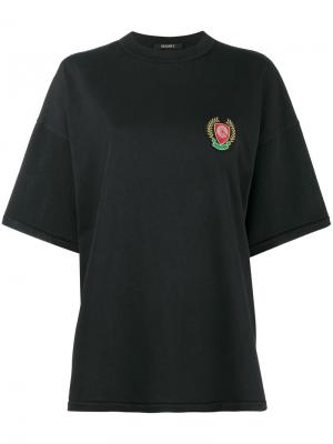 Классическая футболка с короткими рукавами и вышитым логотипом Yeezy. Цвет: синий