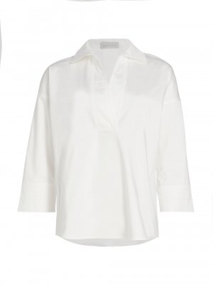 Поплиновая блуза с разрезом на горловине , белый Elie Tahari