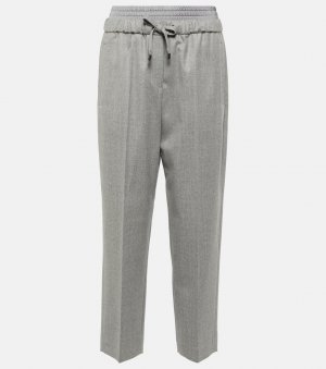 Прямые брюки из шерсти и фланели , серый Brunello Cucinelli