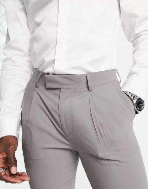 Суперузкие брюки 'Tower Hill' из серой камвольной смеси шерсти и стрейча Noak