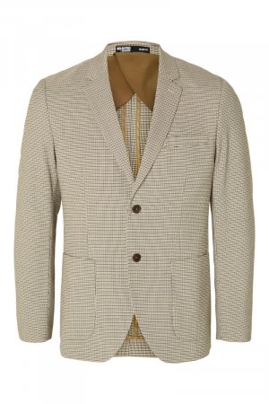 Клетчатая куртка Slim Fit из переработанных материалов. , коричневый Selected