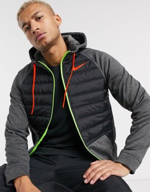 Утепленная куртка на молнии со стеганой отделкой -Черный Nike Training