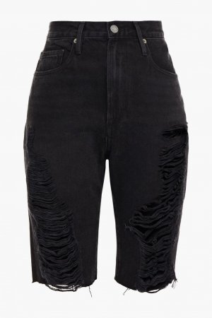 Джинсовые шорты-бермуды Le Vintage с потертостями , черный Frame