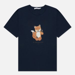 Мужская футболка All Right Fox Print Classic Maison Kitsune. Цвет: синий