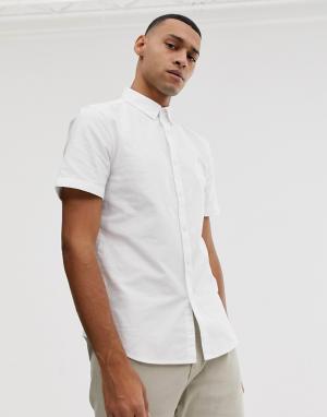 Белая оксфордская рубашка узкого кроя с короткими рукавами Brewer-Белый Farah