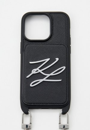 Чехол для iPhone Karl Lagerfeld 14 Pro, кросс-боди с кардслотом. Цвет: черный