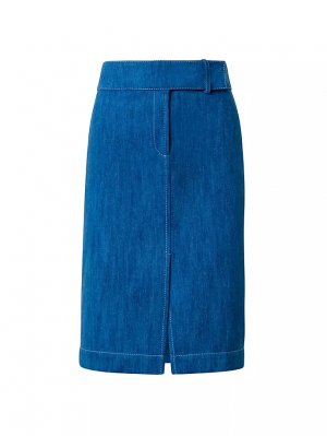 Джинсовая юбка-миди из стираного денима , цвет medium blue denim Akris Punto