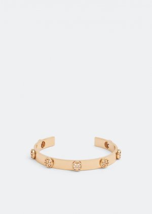 Браслет TORY BURCH Milgrain logo cuff bracelet, золотой