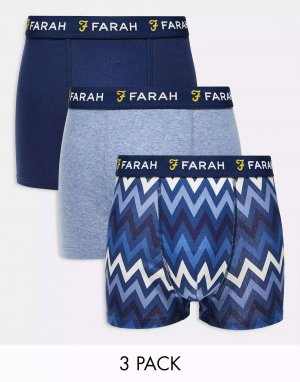 Три пары боксеров dabel темно-синего цвета и джинсовой ткани Farah