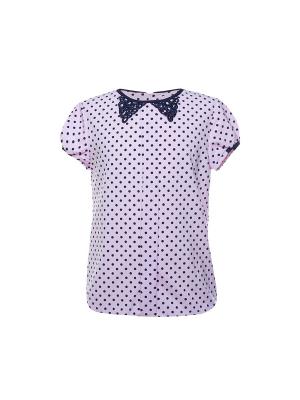 Блузка для девочки с коротким рукавом 7 одежек. Цвет: темно-синий, розовый