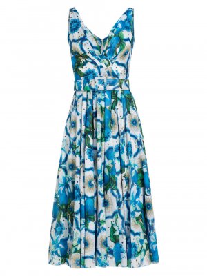 Платье миди с поясом и цветочным принтом Vivien , синий Samantha Sung