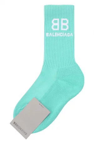 Хлопковые носки Balenciaga. Цвет: голубой