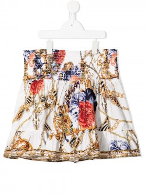 Присборенная юбка мини с графичным принтом Camilla. Цвет: белый