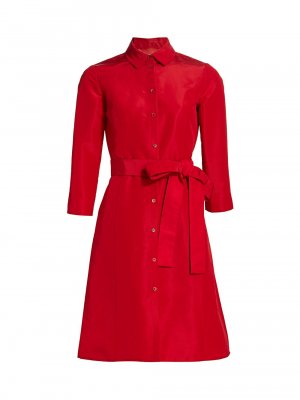 Шелковое платье-рубашка с рукавом-браслетом , красный Carolina Herrera