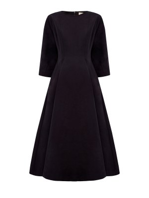 Платье-миди из плотного хлопка и льна с объемным подолом GENTRYPORTOFINO. Цвет: черный