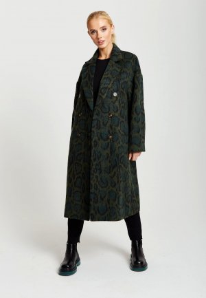 Длинное пальто цвета хаки с леопардовым принтом , Liquorish