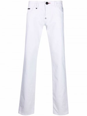 Прямые джинсы средней посадки Philipp Plein. Цвет: белый