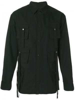 Рубашка в стиле милитари с накладными карманами клапанами D.Gnak. Цвет: чёрный